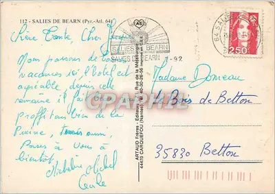 Salies de Béarn — vista panorâmica — Artaud Frères, Nantes — Verso