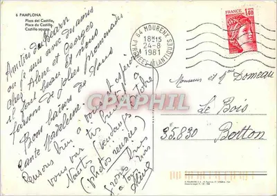 Pamplona — Plaza del Castillo — editor H. GOSHOTTE S.A. (Vitoria) — Verso