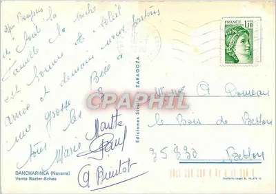 Venta Baster-Echea — Ed. Zaragoza, n° 35 630 — Verso