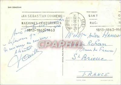 San Sebastián — Centenário 1813-1963 — Editor Vitoria — Verso