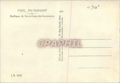 Basílica do Sagrado Coração de Montmartre — Paris — Edições d'Art Flanant — Verso