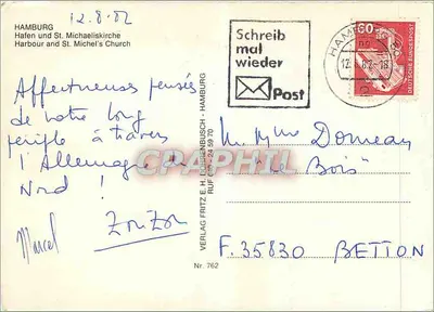 Hamburg — Port i Kościół św. Michała — Verlag E. H. Döllnensch - Hamburg, n° 762 — Rewers