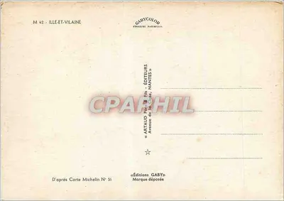 Castelo de Châteaubourg — Carta postal sobre fundo de mapa Michelin — Éditions Gaby — Verso