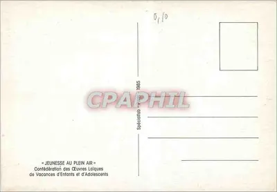 Juventude ao ar livre — Confederação das Obras Laicas de Férias de Crianças e Adolescentes — Spécialtab Paris 1985 — Verso