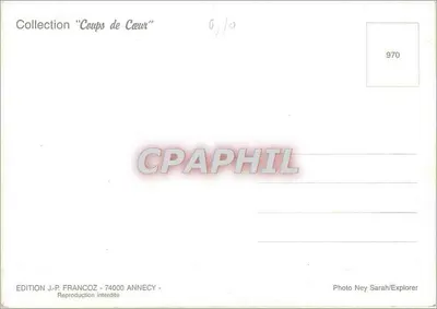 Bebé entre las piernas de un adulto — foto de estudio — Edición J.-P. Francoz, Annecy — Reverso