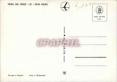 Ottomanischer Pilot auf einem Halbmond — Werbeillustration für LOT — Verleger J. Grabiański — Rückseite