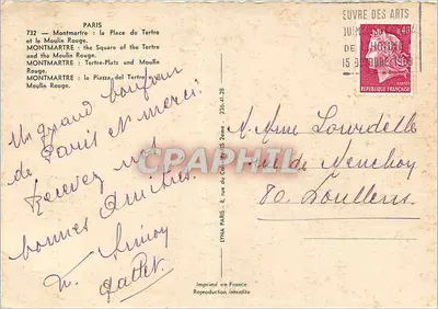 Montmartre — Recordações — Editor LYNA, n° 732 — Verso