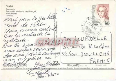 Cuneo — Panorama, Nossa Senhora dos Anjos, Monumento, Portais — ITALCARDS — Verso