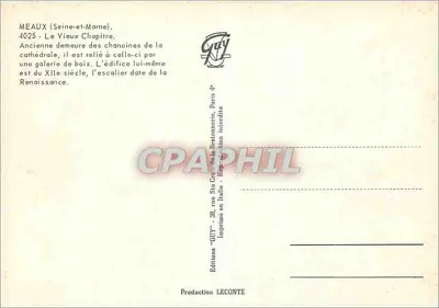 Meaux (Seine-et-Marne) — A Velha Capela — Editor GUY, n° 4025 — Verso