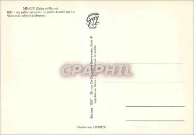 Meaux - O jardim Bossuet — Edições GUY, n° 4023 — Verso
