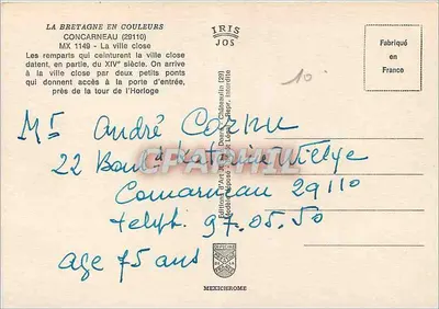 Concarneau — De gesloten stad — Iris Jos uitgaven — Achterkant