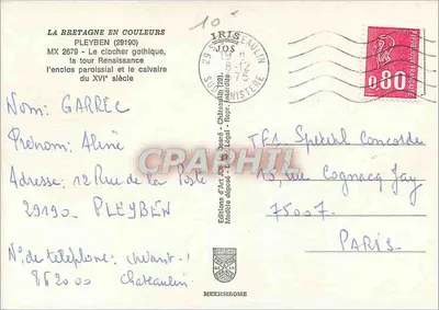 Pleyben — sua igreja, seus 3 sinos, seu calvário — Éditions d'Art Jos. D'Aréf — Verso