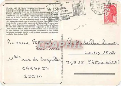 Carhaix - Cidade Galo-Romana — Éditions Jos Le Doaré, n° 29150 — Verso