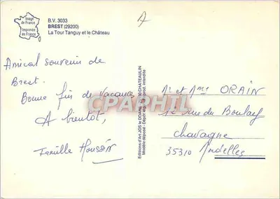 Brest — Torre Tanguy e o Castelo — Edições de Arte Jos — Verso