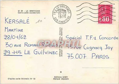 Brest e i suoi dintorni — mappa stradale con foto — Artaud Paris & Fils, N° 58 — Verso