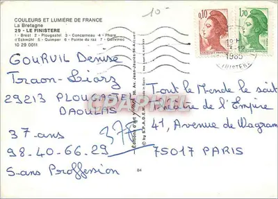 Le Finistère — 29 — Edições de Arte Yvon — Verso