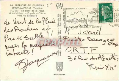 Piaszczysty brzeg i skały Cap de la Chèvre — Crozon-Morgat (Finistère) — Éditions d'Art Jos — Rewers