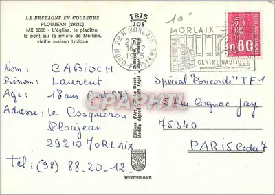 Ploujean in Tregor — Kirche, Brücke, typisches Haus — Éditions d'Art Jos Le Doré — Rückseite