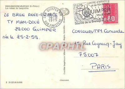 As ruínas de Languidou — Pouldreuzic-Plovan (Finistère) — Cim — n° 29.225.00.0101 — Verso