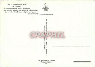 Château de Combourg — Bretagne — Éditions Pierre Artaud — Verso