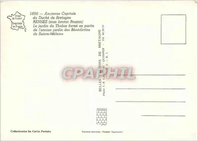 Ogród Thabor w Rennes — dawniej stolica Księstwa Bretanii — Wydawnictwo Yvachrome — Rewers