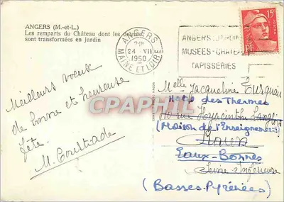 Angers — Zmienione w ogród murawie zamkowe — Wydawca: Komitet Fot. Angers — Rewers