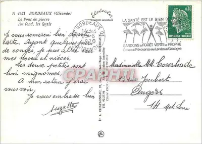 Bordeaux — O Ponte de Pedra, os Quais — Editor Elcée, n° 4623 — Verso