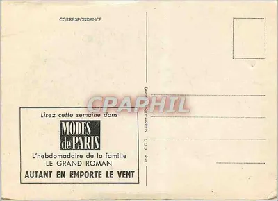 Autant en emporte le vent — promoção do romance de Margaret Mitchell — editor Modes de Paris — Verso