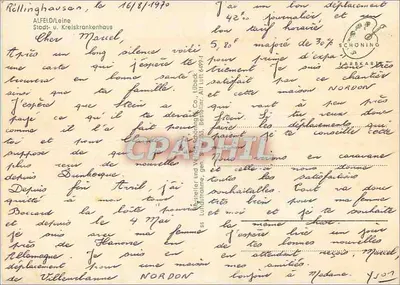 Köllinghausen — Szpital miasta i okręgu — ALFELD/Leine, wydawca ALFELD/Leine, nr seryjny 4502 — Rewers