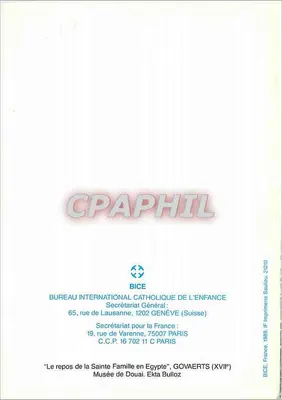Spoczynek Świętej Rodziny w Egipcie — GOVAERTS (XVII) — BICE, Imprimerie Saulieu — Rewers