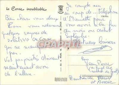 Córsega — O Tempo das férias — Ed. A. RION, 138 bis — Verso