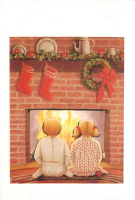 Dois crianças diante de uma lareira — Natal — B 63