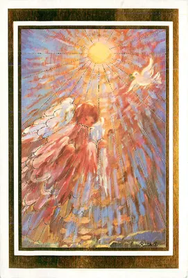 Anjo e pomba — pintura original — A.P.B. - 27, rue de Schimack, Strasbourg
