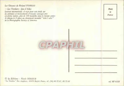 Os Pássaros de Roland FIORILLO — Jogo de Asas — Edições Nicole MIREUR, ref. RF 0/295 — Verso