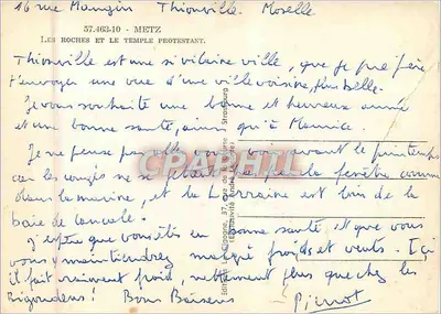 Thionville — vista do templo protestante e das rochas — editor La Choissey — Verso