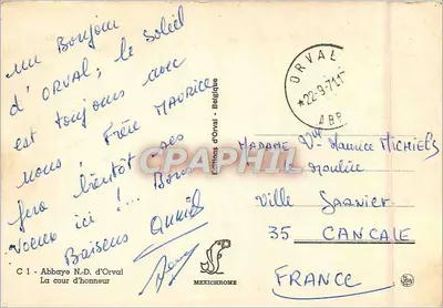 Abbatia N.-D. d'Orval — Dziedziniec honorowy — Éditions N.-D. d'Orval — Rewers