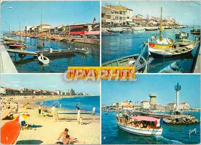 Palavas-les-Flots — Vista do porto, praia e barco — Éditions Marot, Paris