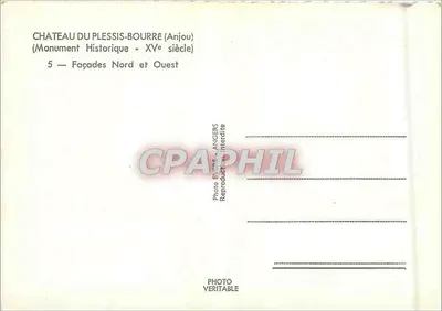 Castelo de Plessis-Bourré — Fachadas Norte e Oeste — Foto Evens, Anjou — Verso