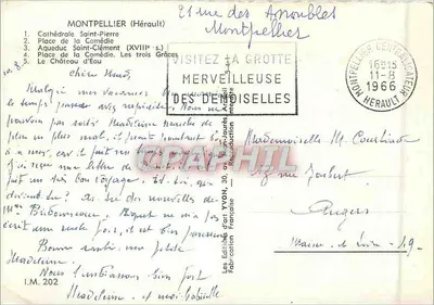 Montpellier — widok panoramiczny i zabytki — Wydawnictwo Yvon — Rewers