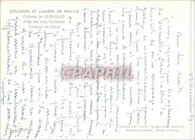 Castelo de Versailles — Avenida das Três Fontes — Éditions d'Art YVON — Verso