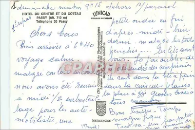 Hotel do Centro e do Coteau — Passy — editor LUMICAD — Verso