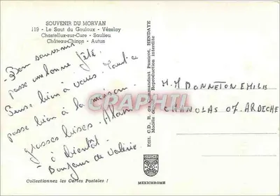 Pamiątka z Morvanu — 119 - Skok z Gouloux - Vézelay - Chastellux-sur-Cure - Saulieu - Château-Chinon - Autun — Rewers