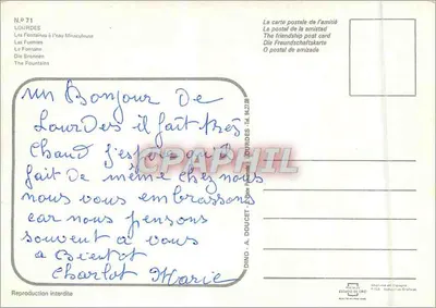 Lourdes — As Fontes da Água Milagrosa — Dino A. Doucet N°71 — Verso