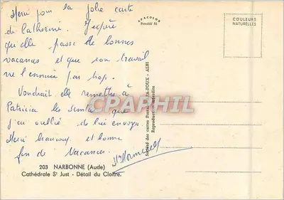 Katedra Świętego Justa — Szczegół krypty — Société des cartes Postales PA-POUX — Rewers