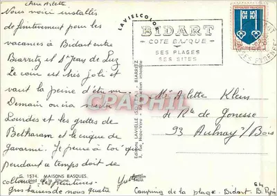 Bidart — Costa Basca — Editor Lavielle — Verso