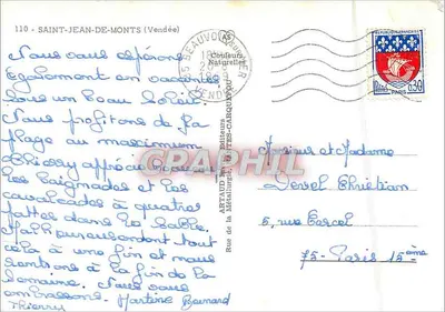 Saint-Jean-de-Monts — Préparatifs de Régates, Oiseaux de Mer, Moulin vendéen, Avenue de la Forêt, Boulevard de l'Esplanade — Éditeur APTAID — Verso