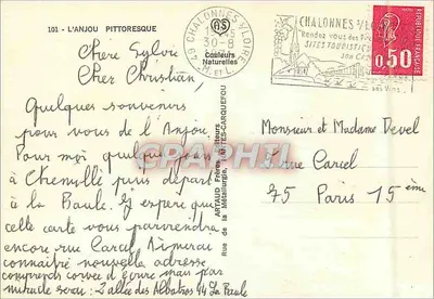 Pittoreski Anjou — ilustrowana karta pocztowa z 12 widokami z zamków i miejsc — wydawca Artaud Frères, n°101 — Rewers