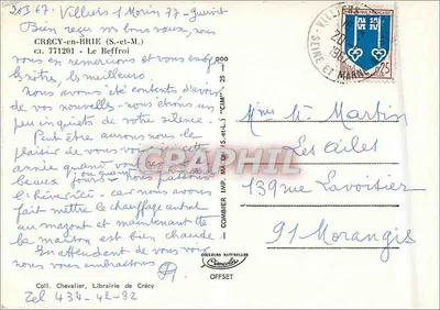 Crécy-en-Brie — Torre da Igreja coberta de videira — editor Cim — Verso