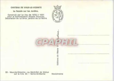Zamek Vaux-le-Vicomte — fasada na ogrody — Wydawnictwo Mexichrome — Rewers