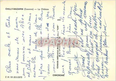 Chilly-Mazarin — O Castelo — Impressor Macé (S.A.L.) — Verso